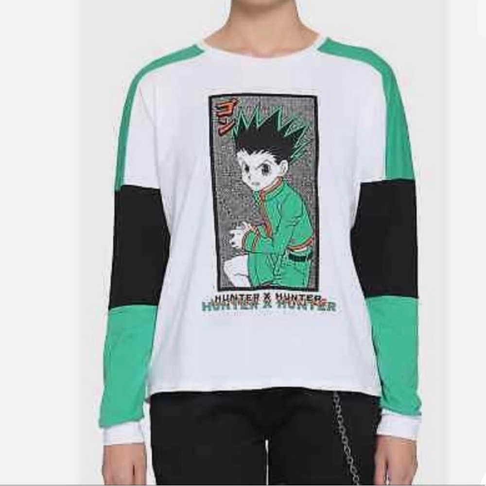 Hot Topic Hunter X Hunter Gon Anime Colorblock M Oversized Shirt Top Green